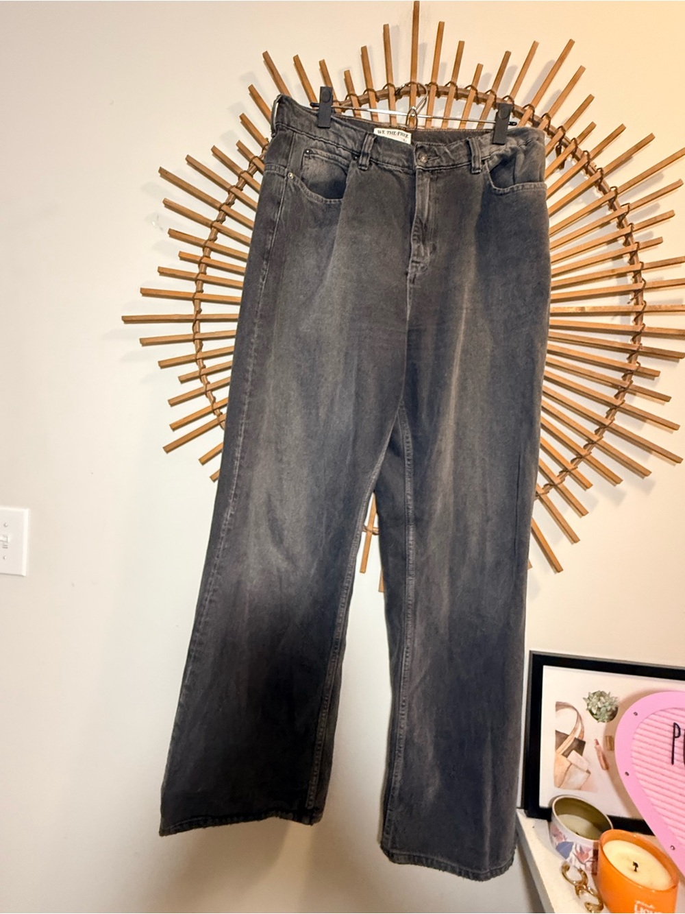 We The Free Tinsley Baggy High Rise Straigjt Leg Jeans Faded Black Slouch Grunge - Picture 3 of 16